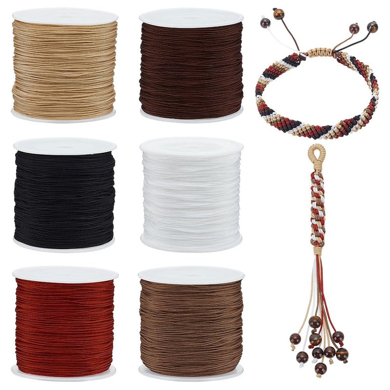 PH PandaHall 600 Yards 0.8mm Nylon Beading String Cord 6 Colors Chinese Knotting Cord Nylon Kumihimo Macrame Thread Braided Lift Shade Cord for Friendship Bracelets Christmas Tree Ornament Hair Decor - Image 1